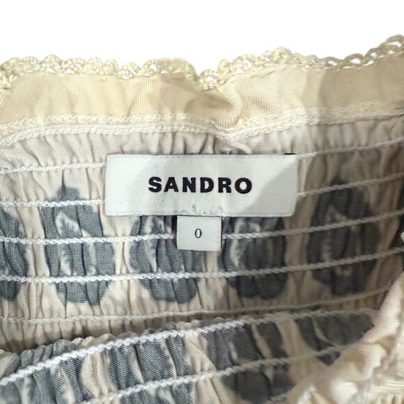 Sandro Ramatuelle Top in Cream/Green, Size US 0 - Picture 5 of 6